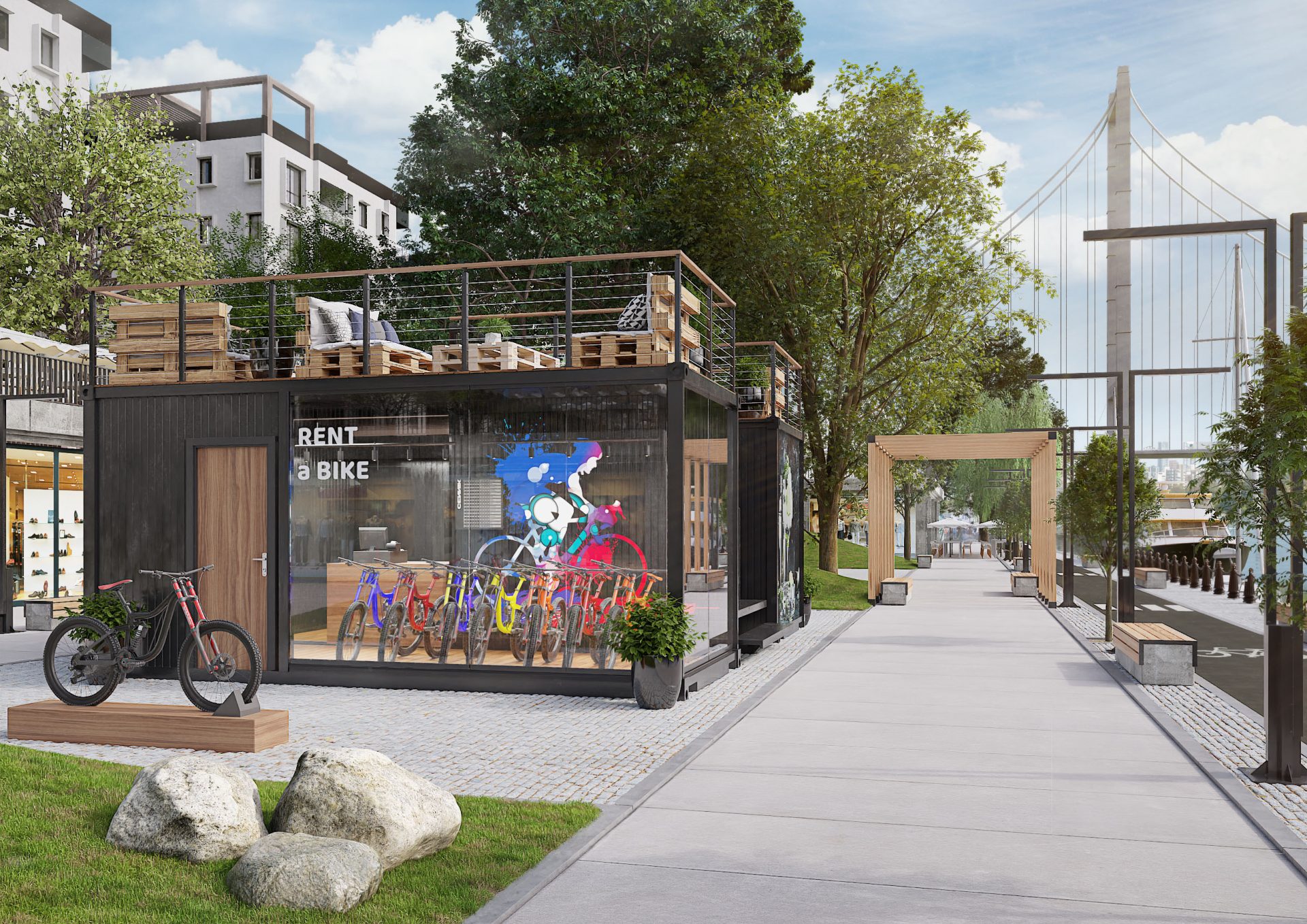 Kontener typu "C-shape" - widok z&nbsp;boku